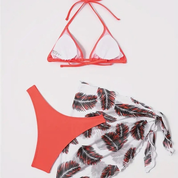 Bikini 3 piece full set with cover up skirt size Med New - Picture 2 of 4